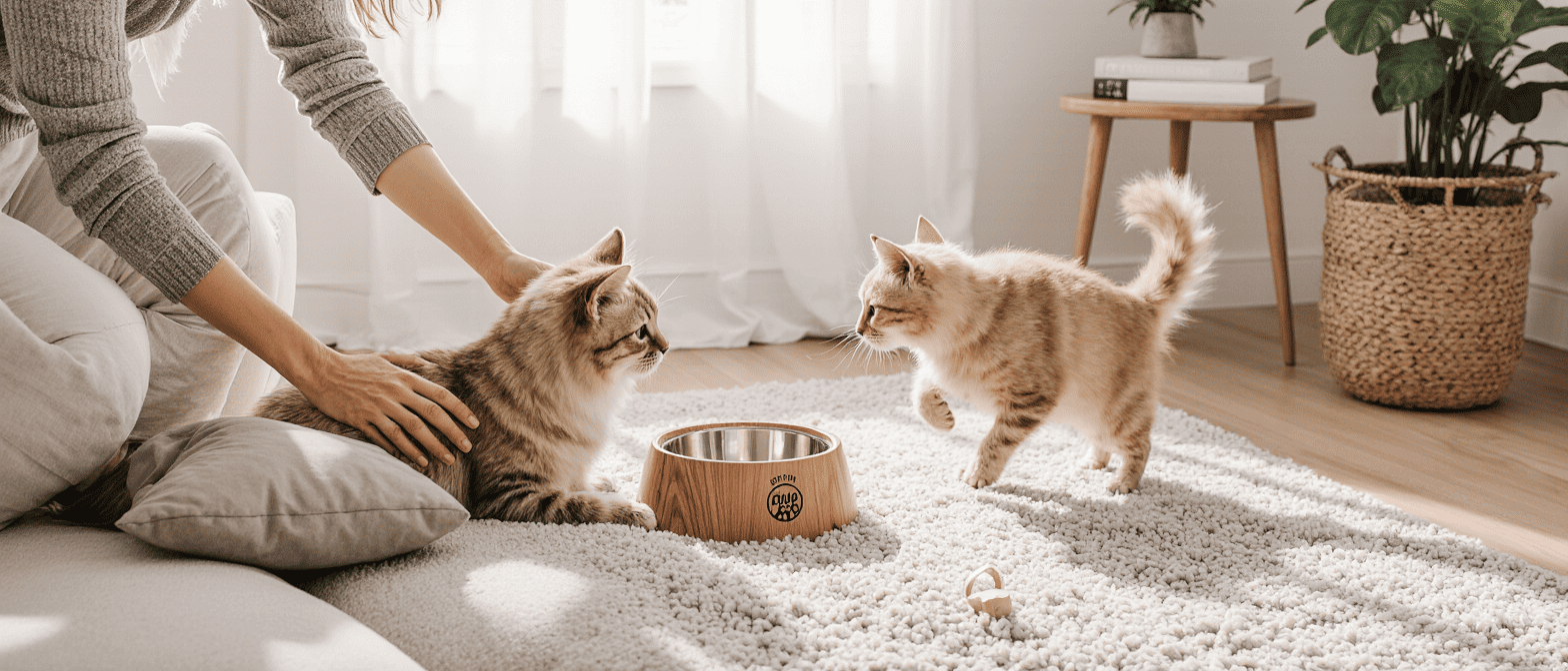 Un propriétaire avec son chat - chatmiaou