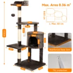 Arbre à chat multi-niveaux – Tour d’escalade avec Griffoir Sisal, Niche Douillette et Jouets – Image 4